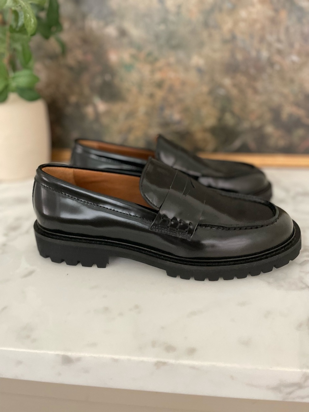 Thursday The Penny Loafer‎ Black Patent Leather Lug Sole Chunky